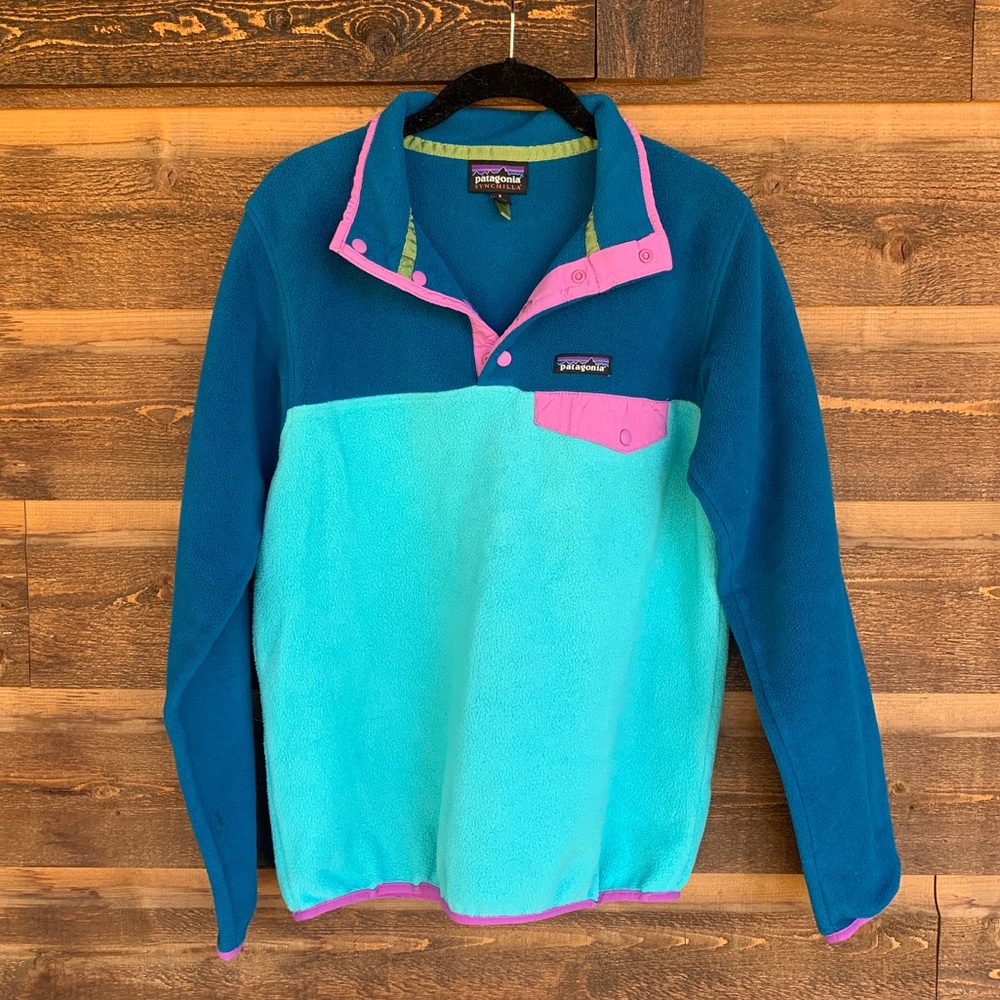 Patagonia Blue and Pink Synchilla Fleece
